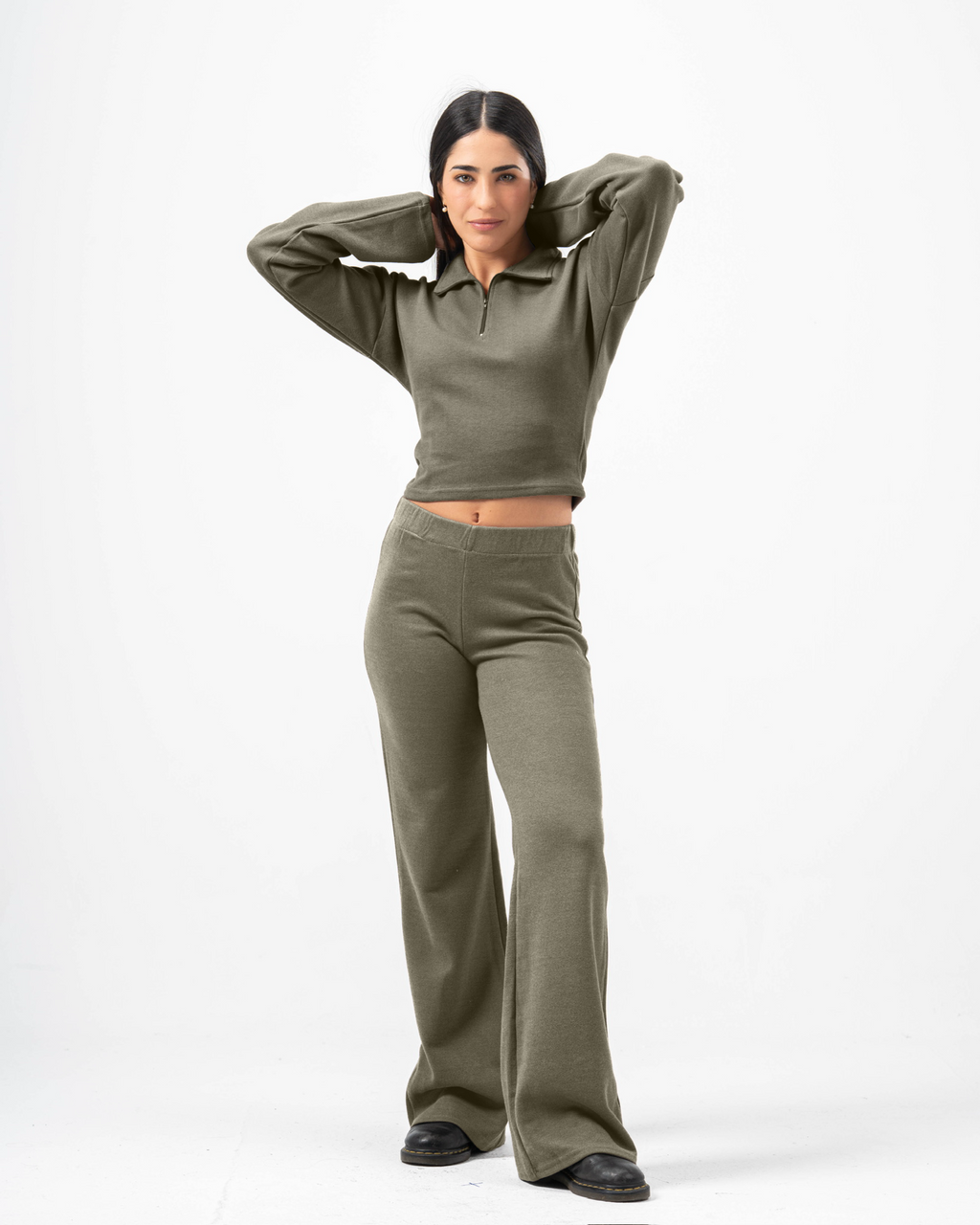 Nua Dream Q.Zipper Knitted Top - Army Green