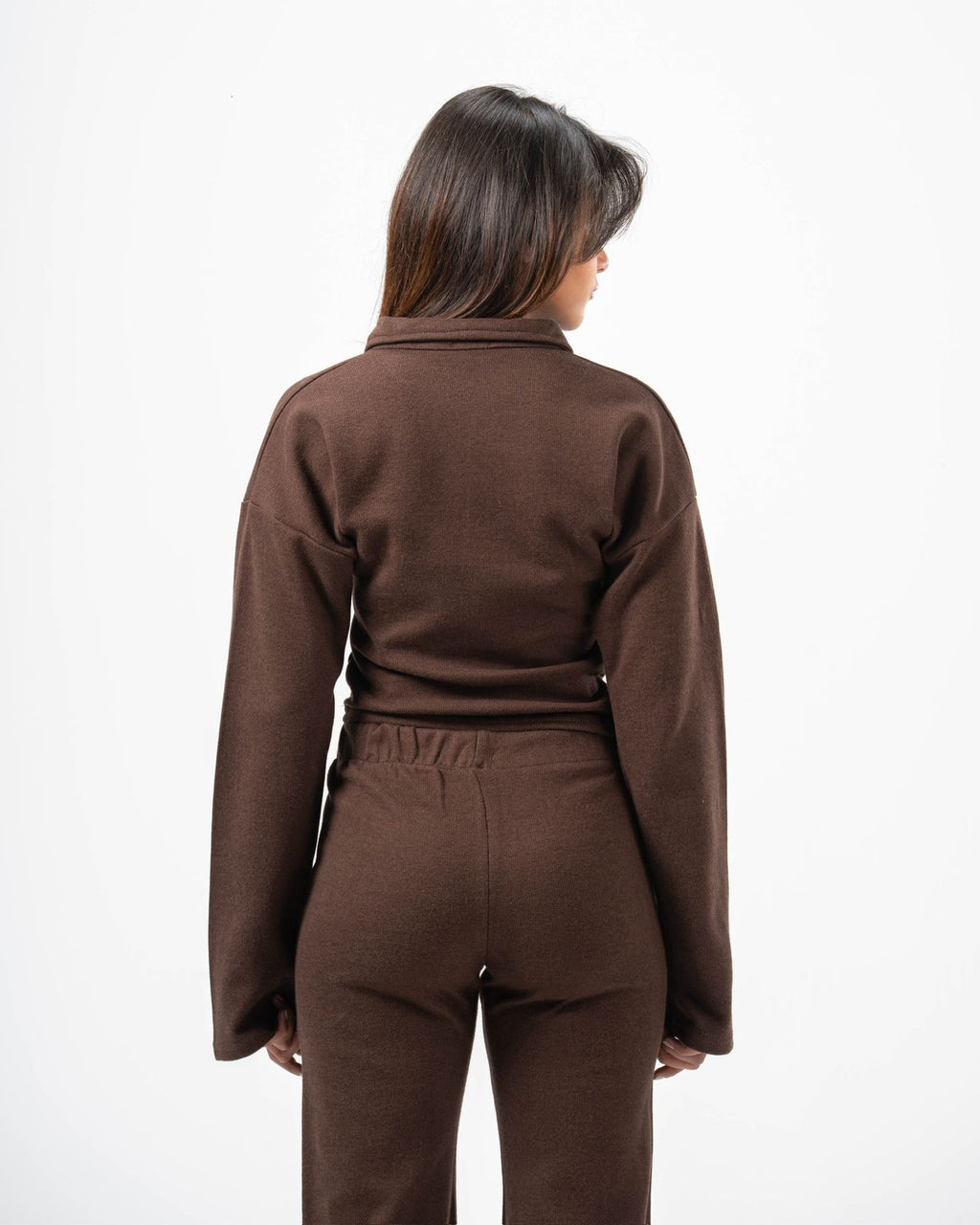 Nua Dream Q.Zipper Knitted Top - Mocha Brown