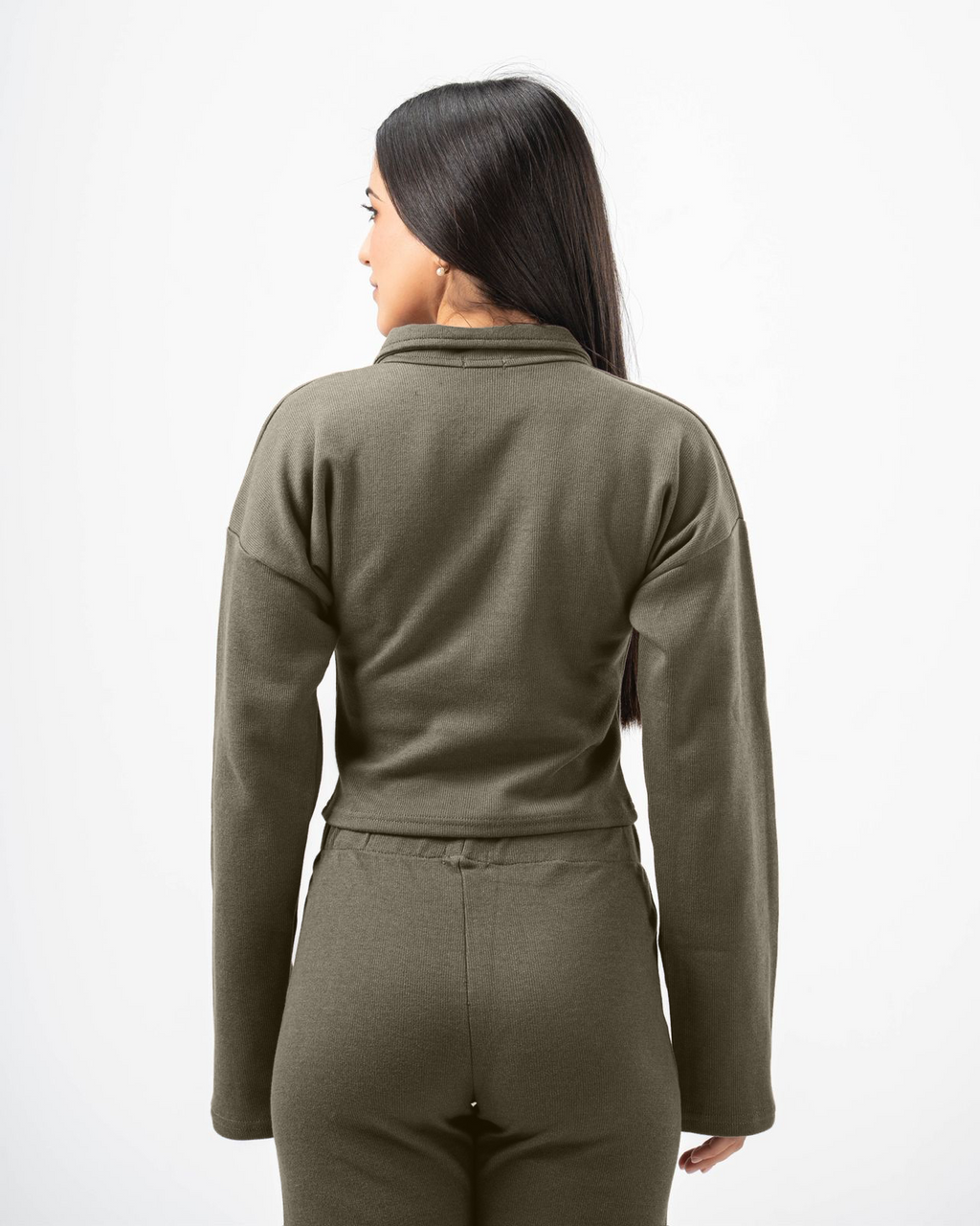 Nua Dream Q.Zipper Knitted Top - Army Green